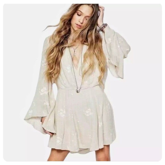 Free People floral embroidered flowy boho dress - Picture 1 of 3